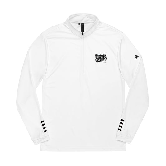 Embroidered Quarter-Zip Pullover — White Adidas® Athletic Top