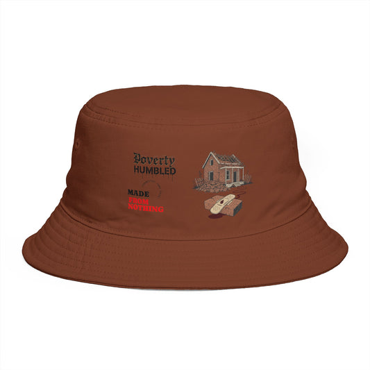 Bucket Hat — "Poverty Humbled" Rustic Cottage Graphic Cotton Bucket Hat
