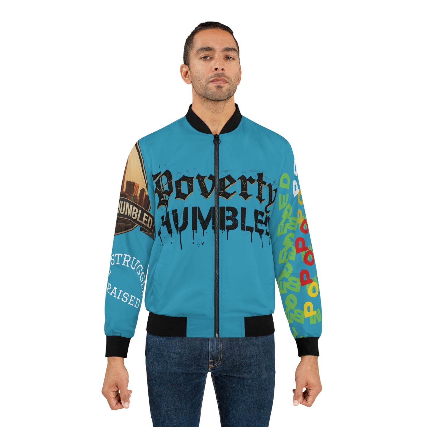 P.HMBLD Distressed House Graphic Bomber Jacket