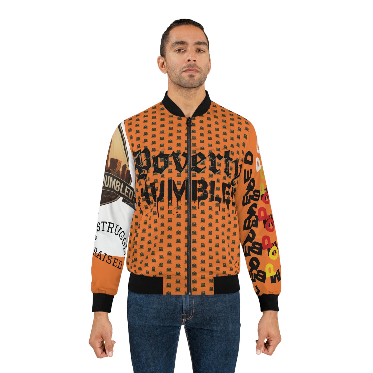 P.HMBLD Distressed House Graphic Bomber Jacket