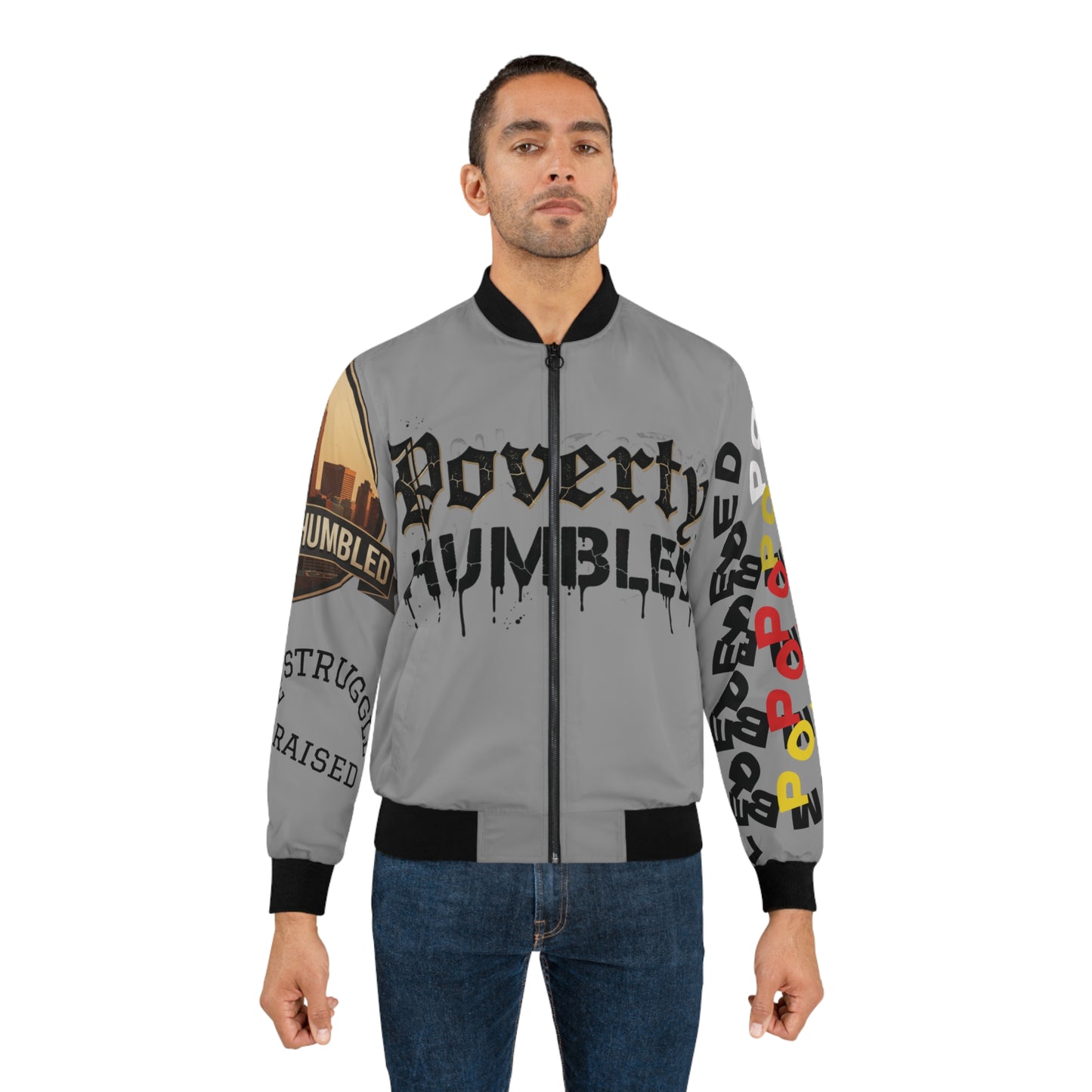 P.HMBLD Distressed House Graphic Bomber Jacket