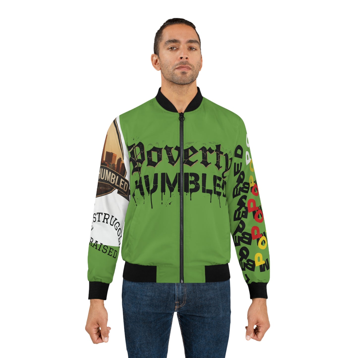 P.HMBLD Distressed House Graphic Bomber Jacket