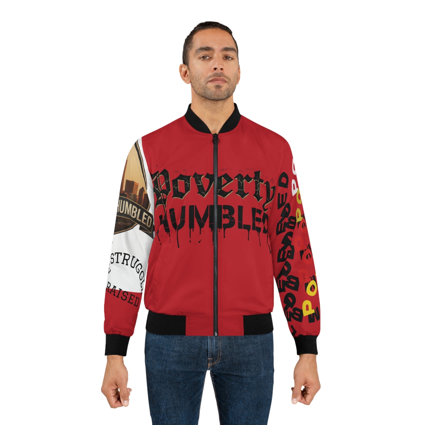 P.HMBLD Distressed House Graphic Bomber Jacket