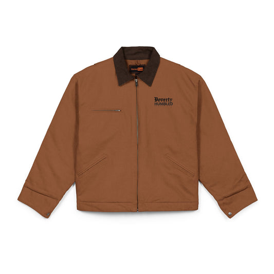 Embroidered Duck Cloth Work Jacket — Durable Brown Carhartt-Style Utility Coat