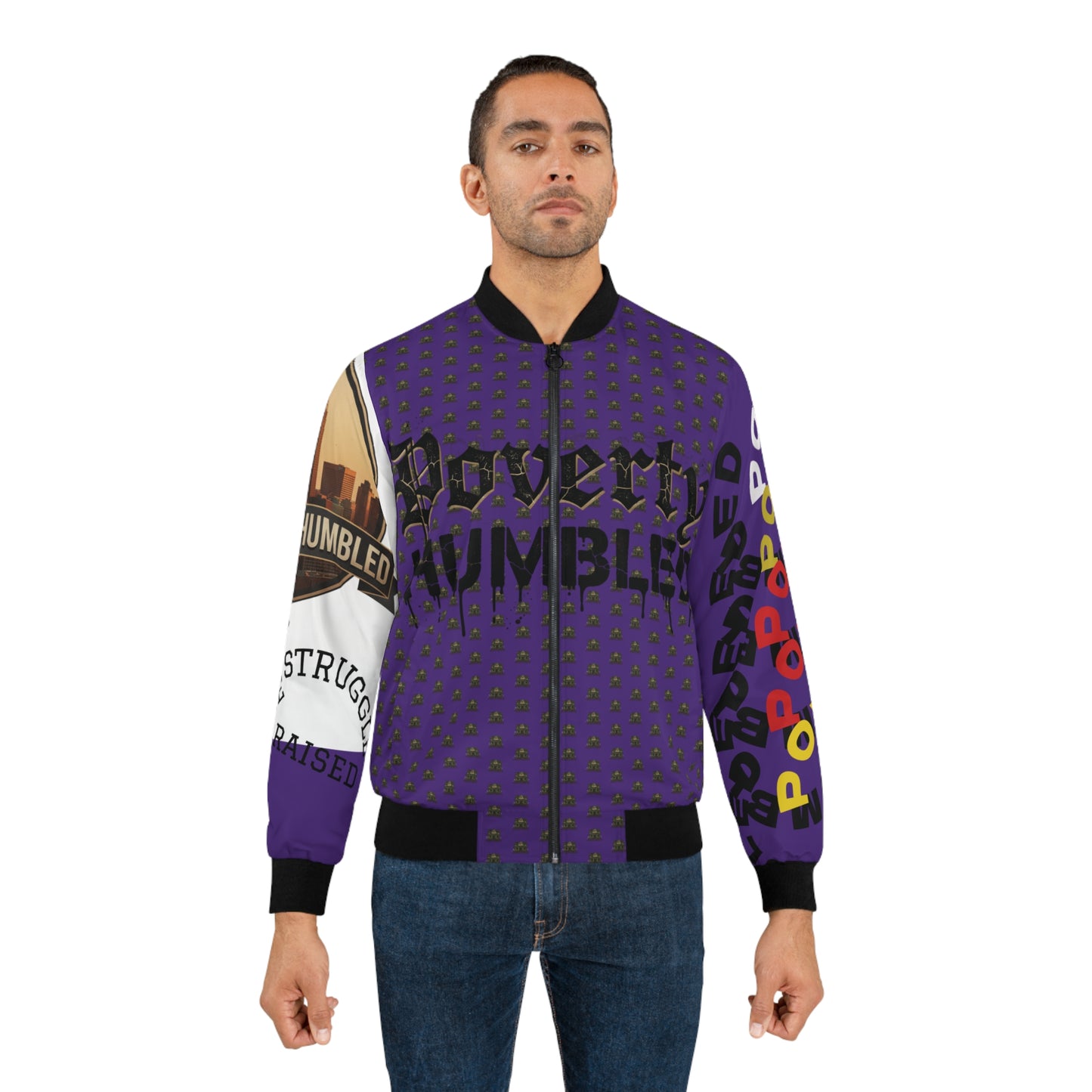 P.HMBLD Distressed House Graphic Bomber Jacket
