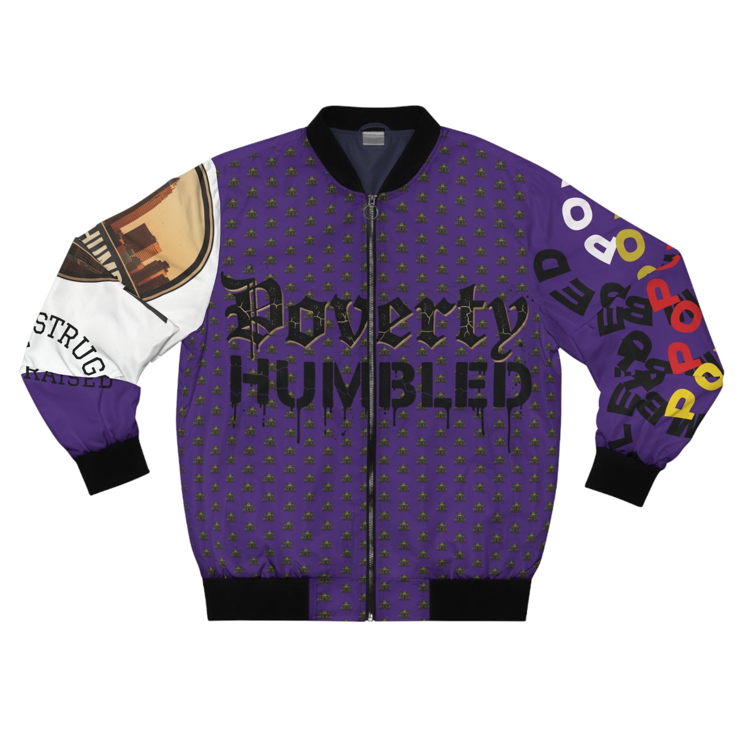 P.HMBLD Distressed House Graphic Bomber Jacket