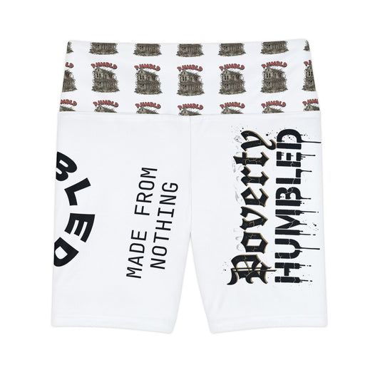 Humbled ‘Made From Nothing’ Women’s Workout Shorts — Motivational High-Waist Biker Shorts